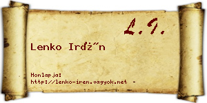 Lenko Irén névjegykártya